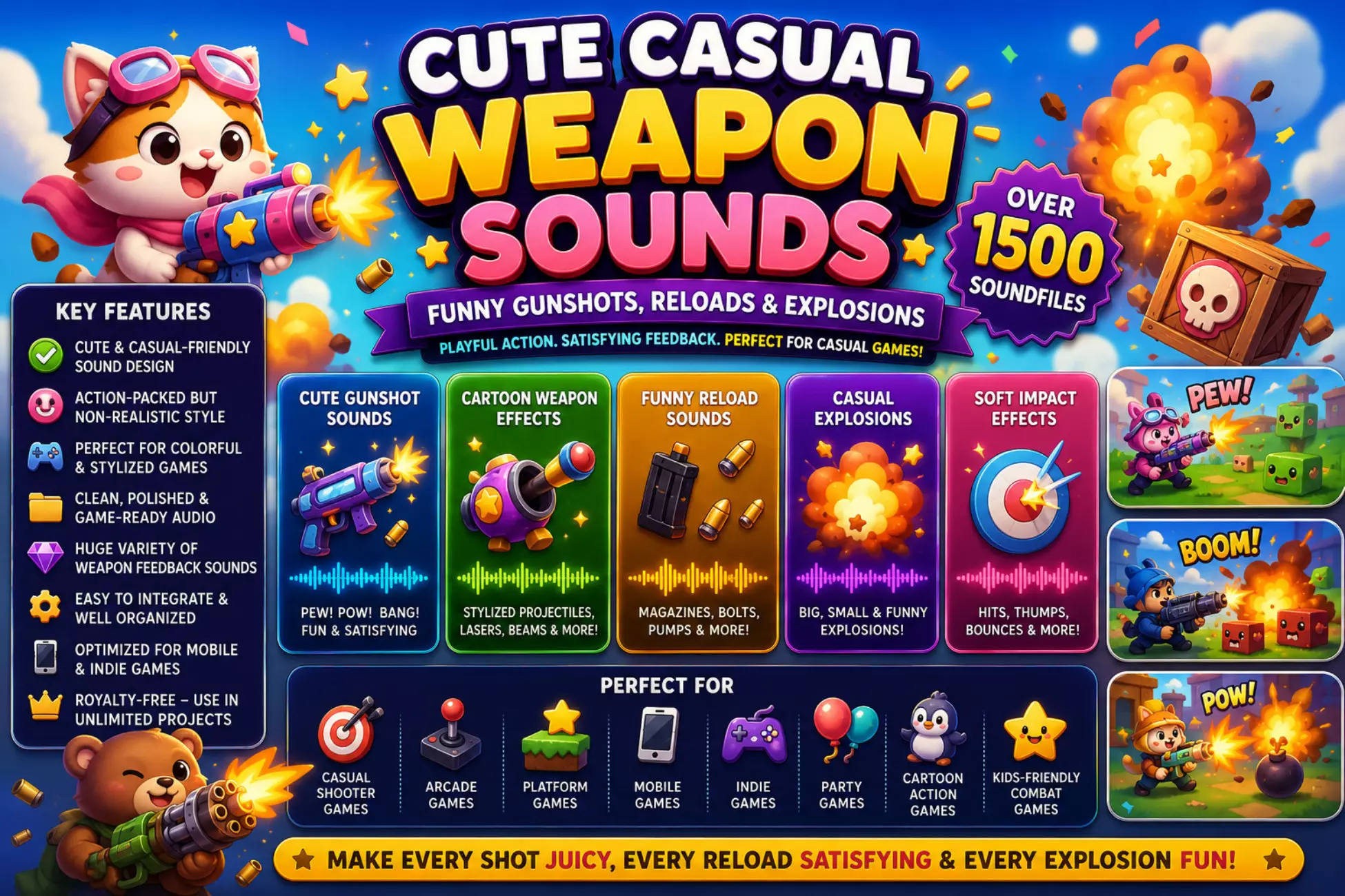 Cute Casual Weapon Sounds – Funny Gunshots, Reloads & Explosions